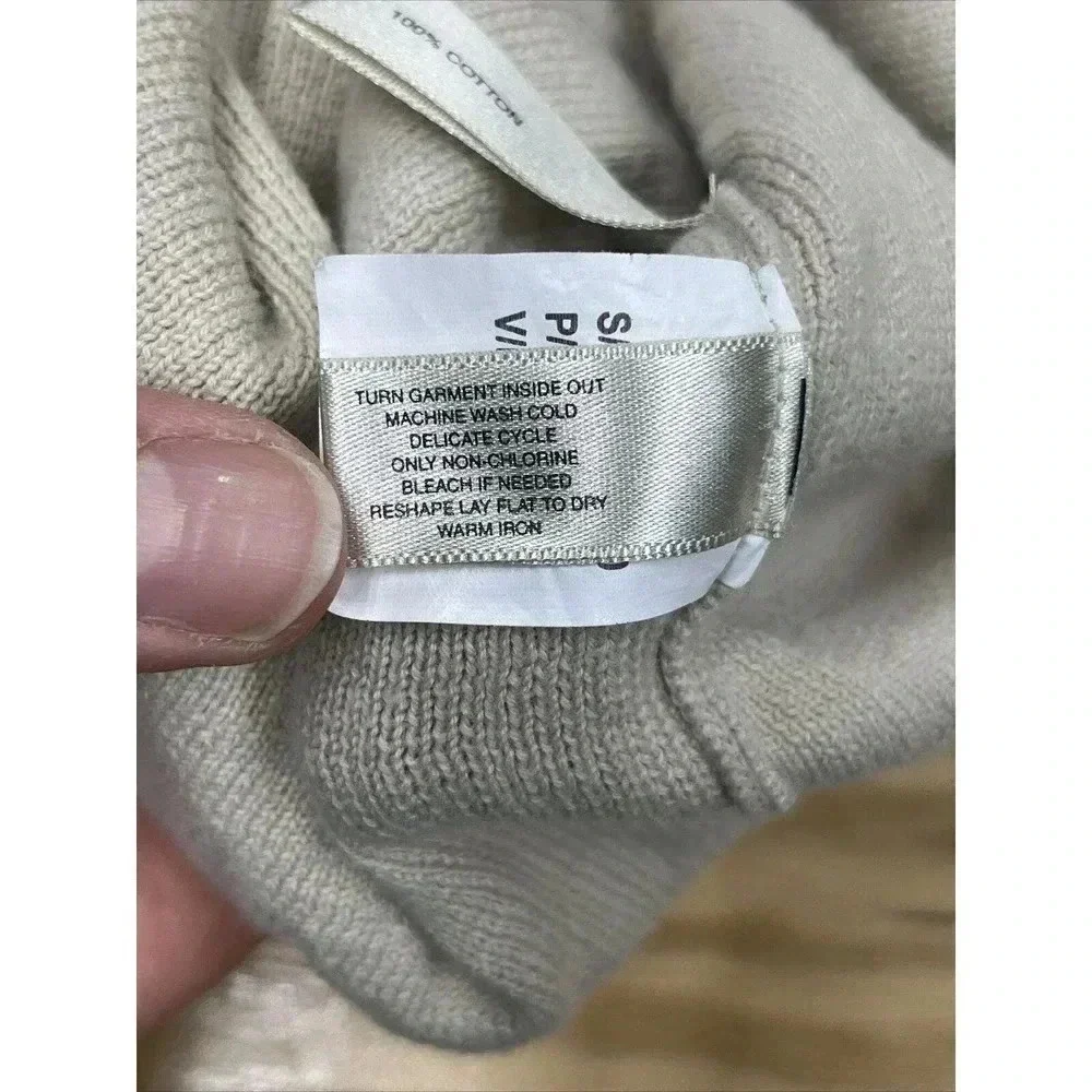 Cutter & Buck Mens XL Ribbed Knit Sweater Beige V Neck Pullover Golf